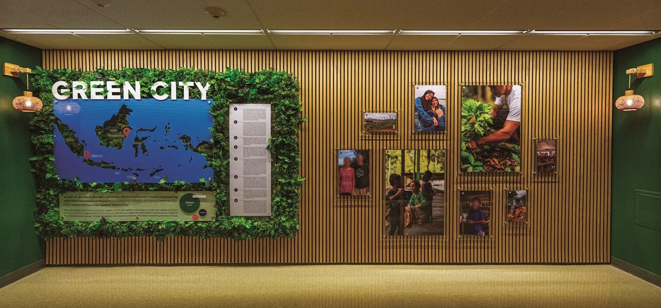 An image of a biophilic wall graphic design.